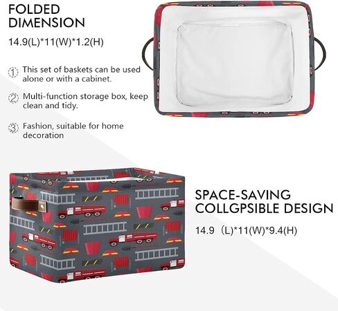 AUUXVA Collapsible Storage Bin Cube Fire Truck Rescue Tool Car Laundry Basket Hamper Toy Cloth Organization Bag with Handle for Pantry Nursery Home Office Shelve,1 PC in Saudi Arabia