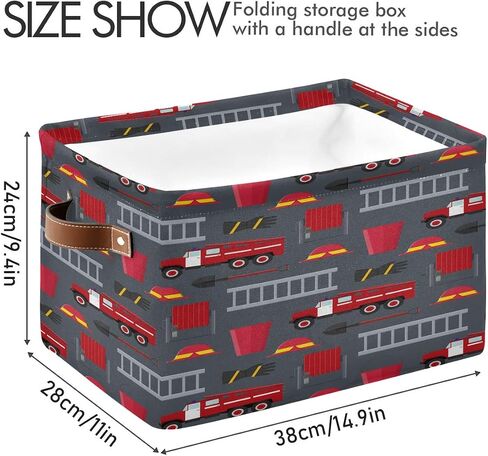 AUUXVA Collapsible Storage Bin Cube Fire Truck Rescue Tool Car Laundry Basket Hamper Toy Cloth Organization Bag with Handle for Pantry Nursery Home Office Shelve,1 PC in Saudi Arabia