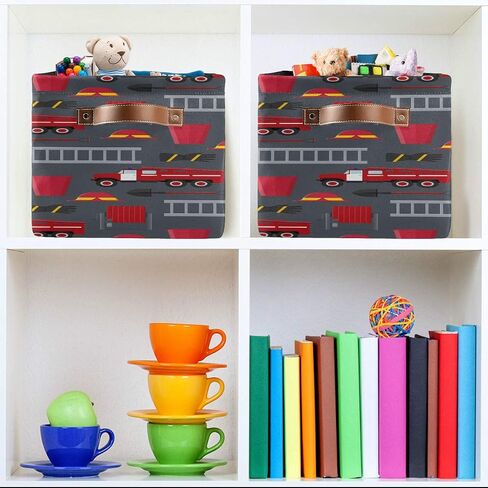AUUXVA Collapsible Storage Bin Cube Fire Truck Rescue Tool Car Laundry Basket Hamper Toy Cloth Organization Bag with Handle for Pantry Nursery Home Office Shelve,1 PC in Saudi Arabia