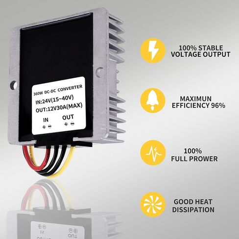 DC Converter 24V 36V to 12V 30A 360W DC/DC Step Down Voltage Converter Regulator Power Adapter Transformer Waterproof Heavy Duty for Vehicle Car Boat Truck Solar System, Inputs Range DC 15-40V in Saudi Arabia