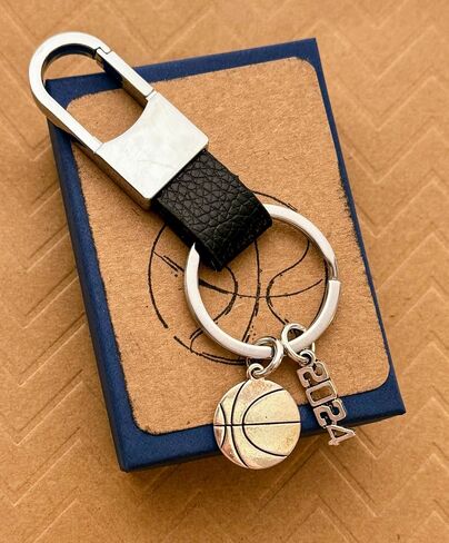 Class of 2024 Graduation Sports Key Chain with Class of 2024 Sticker, Custom Stamped Box, and Graduation Bag BASKETBALL player, Small in Saudi Arabia