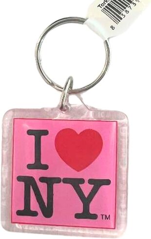 I Love (Heart) New York NY Pink Square Shaped Souvenir Keychain Key Tag Key Ring Bag Tag Great For a Keychain or a Backpack Tag Officially Licensed Product in Saudi Arabia