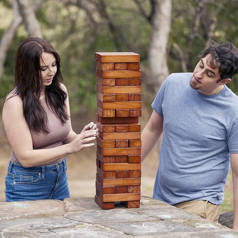 لعبة يارد جيمز العملاقة للأخشاب مقاس 76.2 سم، لعبة حفلات داخلية وخارجية مع حقيبة حمل للأطفال والكبار، طبيعية in Kuwait