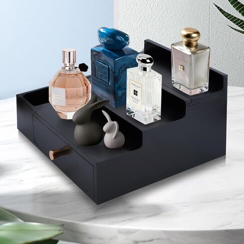 Men's Perfume Storage Rack - Elegant Wooden Design, Multiple Compartments for Various Sized Bottles, Ideal for Home Bedroom or Bathroom Organization, Sturdy, Durable & Easy to Install in Saudi Arabia