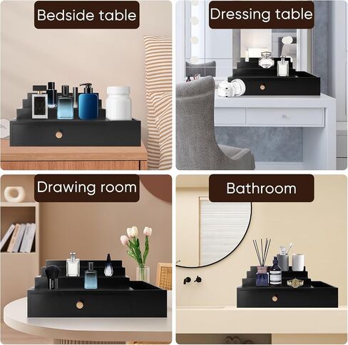 Men's Perfume Storage Rack - Elegant Wooden Design, Multiple Compartments for Various Sized Bottles, Ideal for Home Bedroom or Bathroom Organization, Sturdy, Durable & Easy to Install in Saudi Arabia