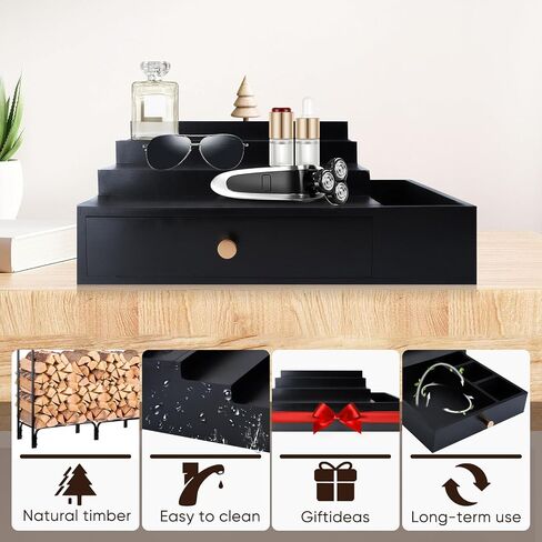 Men's Perfume Storage Rack - Elegant Wooden Design, Multiple Compartments for Various Sized Bottles, Ideal for Home Bedroom or Bathroom Organization, Sturdy, Durable & Easy to Install in Saudi Arabia