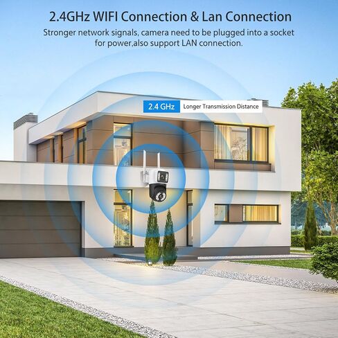 5MP Outdoor Security Camera Dual Lens, 2.4Ghz WIFI Camera for Home Security, 360°PTZ Surveillance Camera with Motion Detection Tracking/Siren/2-Way Audio/Color Night Vision/Wired/Waterproof in Saudi Arabia