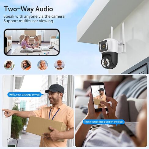 5MP Outdoor Security Camera Dual Lens, 2.4Ghz WIFI Camera for Home Security, 360°PTZ Surveillance Camera with Motion Detection Tracking/Siren/2-Way Audio/Color Night Vision/Wired/Waterproof in Saudi Arabia