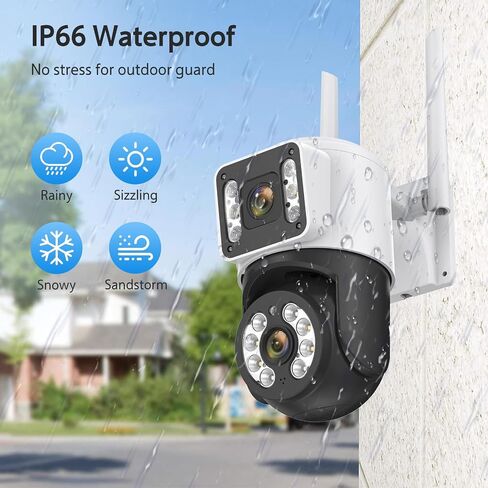5MP Outdoor Security Camera Dual Lens, 2.4Ghz WIFI Camera for Home Security, 360°PTZ Surveillance Camera with Motion Detection Tracking/Siren/2-Way Audio/Color Night Vision/Wired/Waterproof in Saudi Arabia