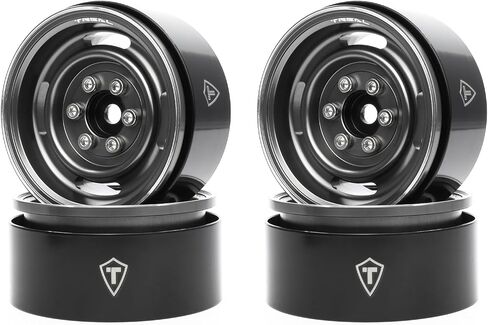 TREAL 1.9 Beadlock Wheel Rims Heavy Duty Vintage Style CNC 1.9 Inch Wheels(4P) for 1:10 RC Crawler TRX-4 SCX10 III SCX10 PRO SCX10 II -Type P(Black) in Saudi Arabia