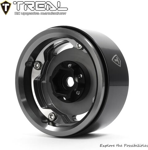 TREAL 1.9 Beadlock Wheel Rims Heavy Duty Vintage Style CNC 1.9 Inch Wheels(4P) for 1:10 RC Crawler TRX-4 SCX10 III SCX10 PRO SCX10 II -Type P(Black) in Saudi Arabia