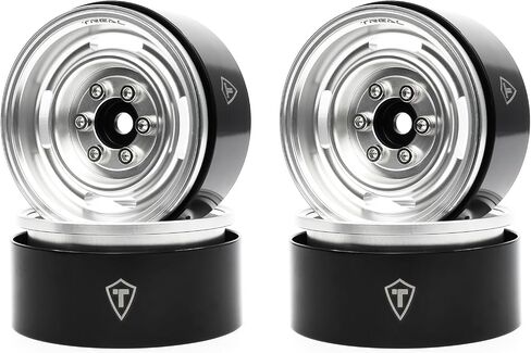 TREAL 1.9 Beadlock Wheel Rims Heavy Duty Vintage Style CNC 1.9 Inch Wheels(4P) for 1:10 RC Crawler TRX-4 SCX10 III SCX10 PRO SCX10 II -Type P(Black) in Saudi Arabia
