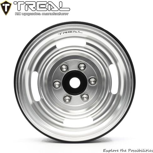 TREAL 1.9 Beadlock Wheel Rims Heavy Duty Vintage Style CNC 1.9 Inch Wheels(4P) for 1:10 RC Crawler TRX-4 SCX10 III SCX10 PRO SCX10 II -Type P(Black) in Saudi Arabia