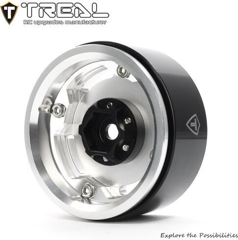 TREAL 1.9 Beadlock Wheel Rims Heavy Duty Vintage Style CNC 1.9 Inch Wheels(4P) for 1:10 RC Crawler TRX-4 SCX10 III SCX10 PRO SCX10 II -Type P(Black) in Saudi Arabia