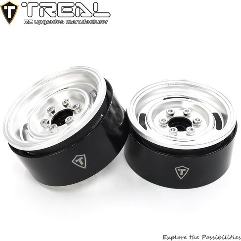 TREAL 1.9 Beadlock Wheel Rims Heavy Duty Vintage Style CNC 1.9 Inch Wheels(4P) for 1:10 RC Crawler TRX-4 SCX10 III SCX10 PRO SCX10 II -Type P(Black) in Saudi Arabia