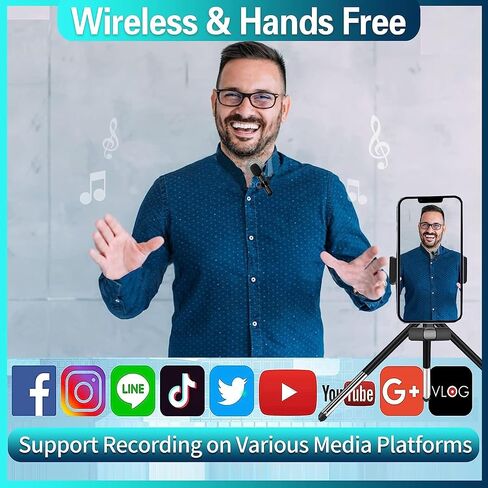 2 Pack Wireless Lapel Microphone for iPhone and iPad - omnidirectional Noise Cancelling Recording Wireless Microphone for Interview Videos, podcasts, Live broadcasts, Vlog YouTube in Saudi Arabia