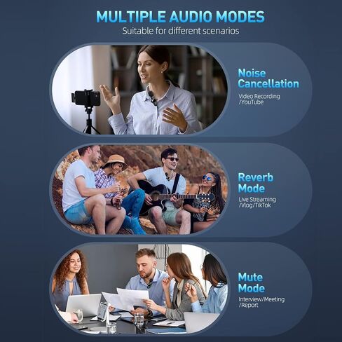 2 Pack Wireless Lapel Microphone for iPhone and iPad - omnidirectional Noise Cancelling Recording Wireless Microphone for Interview Videos, podcasts, Live broadcasts, Vlog YouTube in Saudi Arabia