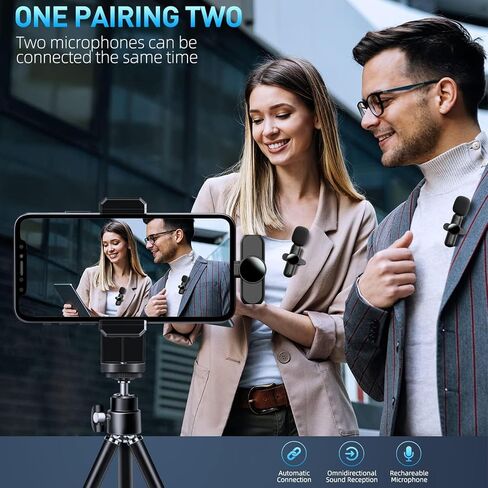 2 Pack Wireless Lapel Microphone for iPhone and iPad - omnidirectional Noise Cancelling Recording Wireless Microphone for Interview Videos, podcasts, Live broadcasts, Vlog YouTube in Saudi Arabia