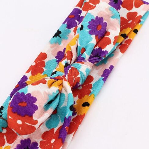 DRESHOW 6 Pack Boho Non-Slip Headbands for Women Girls Yoga Workout Running Knotted Turban Floral Printed Elastic Head Wrap in Saudi Arabia
