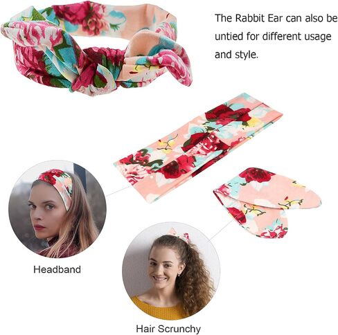 DRESHOW 6 Pack Boho Non-Slip Headbands for Women Girls Yoga Workout Running Knotted Turban Floral Printed Elastic Head Wrap in Saudi Arabia
