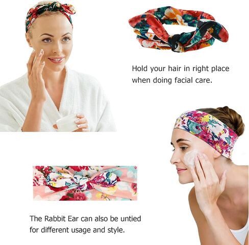 DRESHOW 6 Pack Boho Non-Slip Headbands for Women Girls Yoga Workout Running Knotted Turban Floral Printed Elastic Head Wrap in Saudi Arabia