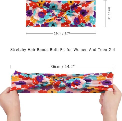 DRESHOW 6 Pack Boho Non-Slip Headbands for Women Girls Yoga Workout Running Knotted Turban Floral Printed Elastic Head Wrap in Saudi Arabia