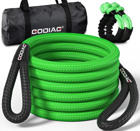 GODIAG 1 "× 30ft حبل سحب حركي (46500 رطل) حبل طاقة عالي التحمل مع 2 أغلال ناعمة، حبل طاقة مرن 30% للطرق الوعرة لشاحنة جيب سيارة ATV UTV جرار in Kuwait