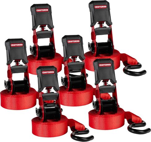 CRAFTSMAN CMXAZBS15004 Black/Red 1" x 12' Ratchet Tie Down Straps - Light/Mid-Weight Duty (1500 lb Break Strength), 4 Pack in Saudi Arabia