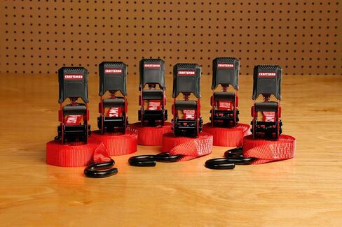 CRAFTSMAN CMXAZBS15004 Black/Red 1" x 12' Ratchet Tie Down Straps - Light/Mid-Weight Duty (1500 lb Break Strength), 4 Pack in Saudi Arabia