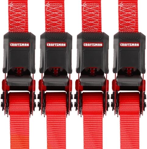 CRAFTSMAN CMXAZBS15004 Black/Red 1" x 12' Ratchet Tie Down Straps - Light/Mid-Weight Duty (1500 lb Break Strength), 4 Pack in Saudi Arabia