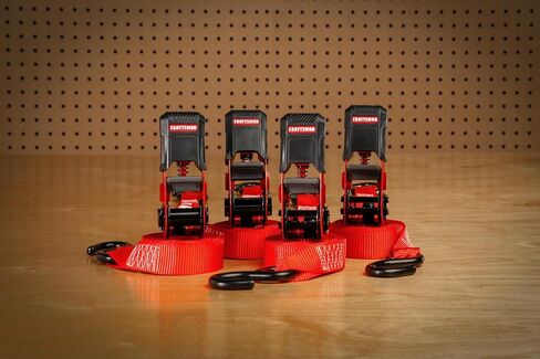 CRAFTSMAN CMXAZBS15004 Black/Red 1" x 12' Ratchet Tie Down Straps - Light/Mid-Weight Duty (1500 lb Break Strength), 4 Pack in Saudi Arabia