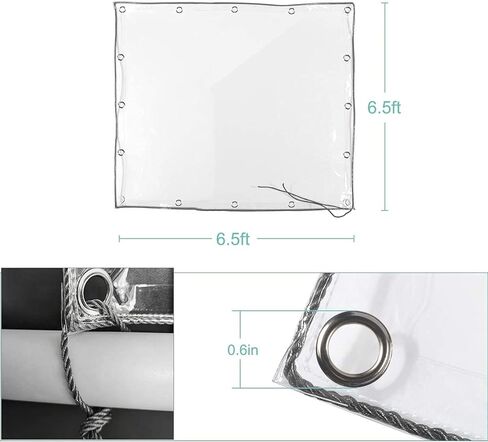 قماش القنب الشفاف المقاوم للماء مقاس 3 × 10 أقدام، القماش المشمع PVC 11.8 مل مع الحلقات وربطة الكابل، غطاء مقاوم للتمزق الثقيل للتخييم والنباتات الدفيئة والسيارات والفناء والجناح in Kuwait