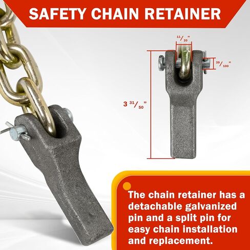 BLACKHORSE-RACING قطعتان من سلسلة أمان المقطورة مقاس 35 بوصة من الدرجة 70 مع خطاف تثبيت Clevis مقاس 5/16 بوصة ومثبت سلسلة | حمل عمل يبلغ 4,900 رطل in Kuwait