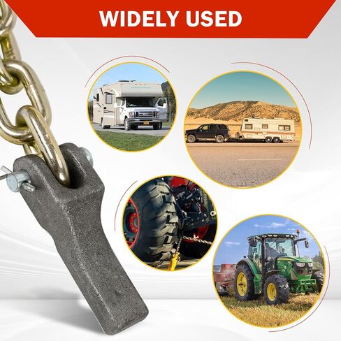 BLACKHORSE-RACING قطعتان من سلسلة أمان المقطورة مقاس 35 بوصة من الدرجة 70 مع خطاف تثبيت Clevis مقاس 5/16 بوصة ومثبت سلسلة | حمل عمل يبلغ 4,900 رطل in Kuwait