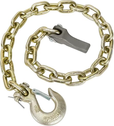 BLACKHORSE-RACING قطعتان من سلسلة أمان المقطورة مقاس 35 بوصة من الدرجة 70 مع خطاف تثبيت Clevis مقاس 5/16 بوصة ومثبت سلسلة | حمل عمل يبلغ 4,900 رطل in Kuwait