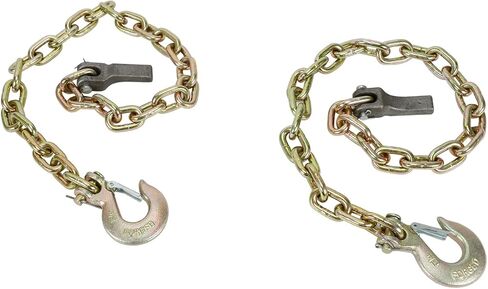 BLACKHORSE-RACING قطعتان من سلسلة أمان المقطورة مقاس 35 بوصة من الدرجة 70 مع خطاف تثبيت Clevis مقاس 5/16 بوصة ومثبت سلسلة | حمل عمل يبلغ 4,900 رطل in Kuwait