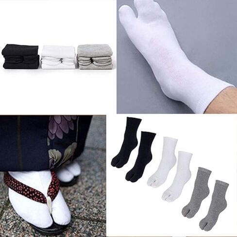 3 أزواج الرجال النساء للجنسين صندل غير رسمي سبليت تو تو تابي الوجه يتخبط الجوارب مرونة حجم الحرة أبيض + رمادي + أسود in Kuwait