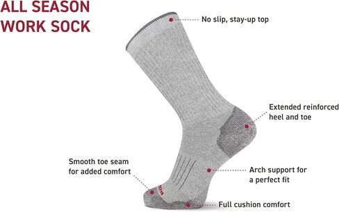 Wolverine Men's All Season Work Mid Calf Socks - 2 Pairs - Breathable Cotton Cushioning in Saudi Arabia