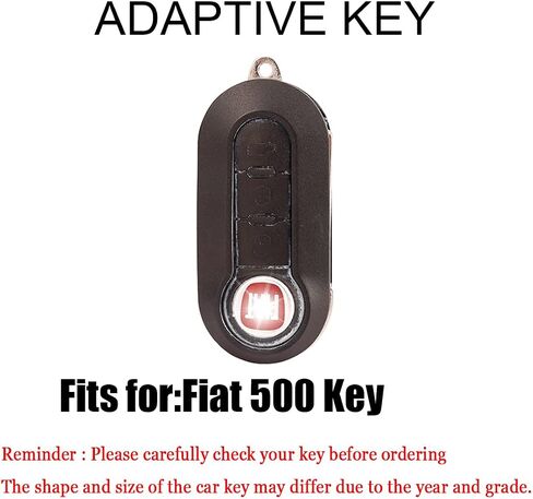 HIBEYO Key Fob Cover for Fiat 500 Linea 3 Button Filping Smart Remote Auto Key Shell with Leather Keychains for Fiat 500 Accessories Soft TPU Key Case-Blue in Saudi Arabia