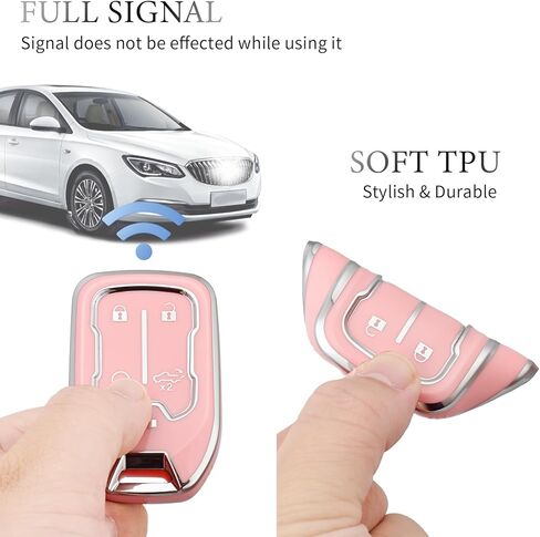 غطاء مفتاح Fob من OFFCURVE مع سلسلة مفاتيح لسيارة Volkswagen، حافظة مفاتيح ناعمة من مادة TPU للحماية الكاملة لسيارة VW Jetta Golf Polo Passat MK8 Tiguan Beetle ملحقات حامل المفاتيح الذكية عن بعد للسيارة، وردي in Kuwait