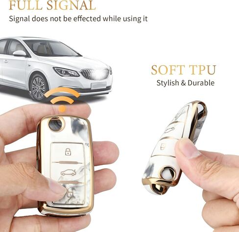 غطاء مفتاح Fob من OFFCURVE مع سلسلة مفاتيح لسيارة Volkswagen، حافظة مفاتيح ناعمة من مادة TPU للحماية الكاملة لسيارة VW Jetta Golf Polo Passat MK8 Tiguan Beetle ملحقات حامل المفاتيح الذكية عن بعد للسيارة، وردي in Kuwait