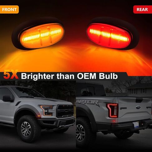 4 قطعة أضواء LED للعلامات الجانبية متوافقة مع Ford F-150 /F150 Raptor 2009-2014 مصابيح المصد الأمامي والخلفي المزدوج عدسة مدخنة in Kuwait