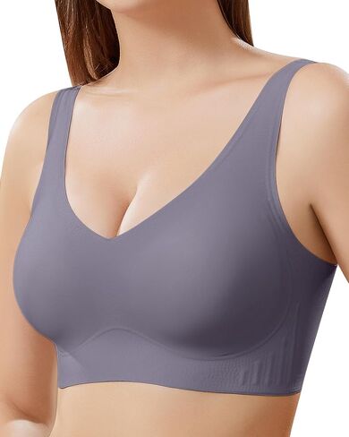 Smooth Seamless Bras Women Wireless Full Coverage No Underwire V Neck Bralettes with Support T Shirt Bra in Saudi Arabia