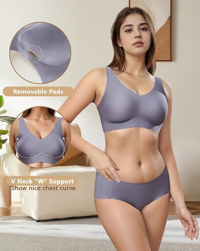 Smooth Seamless Bras Women Wireless Full Coverage No Underwire V Neck Bralettes with Support T Shirt Bra in Saudi Arabia