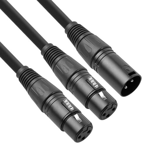 XLR Y-Splitter Cable, Dual Female XLR to Male XLR Mic Combiner Y Cord Balanced Microphone Adaptor Patch Cable (3 Pin 2 Female to 1 Male)- 1.64 feet, BLACK in Saudi Arabia