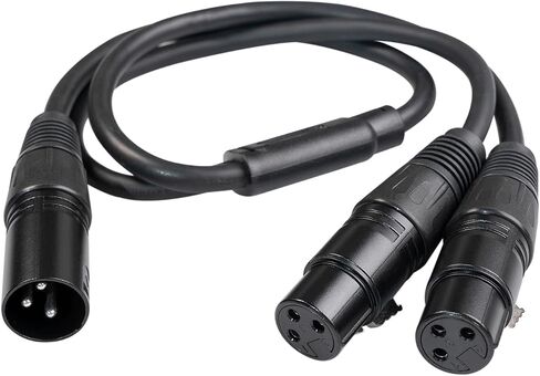 XLR Y-Splitter Cable, Dual Female XLR to Male XLR Mic Combiner Y Cord Balanced Microphone Adaptor Patch Cable (3 Pin 2 Female to 1 Male)- 1.64 feet, BLACK in Saudi Arabia