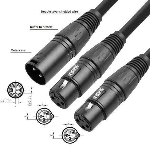 XLR Y-Splitter Cable, Dual Female XLR to Male XLR Mic Combiner Y Cord Balanced Microphone Adaptor Patch Cable (3 Pin 2 Female to 1 Male)- 1.64 feet, BLACK in Saudi Arabia