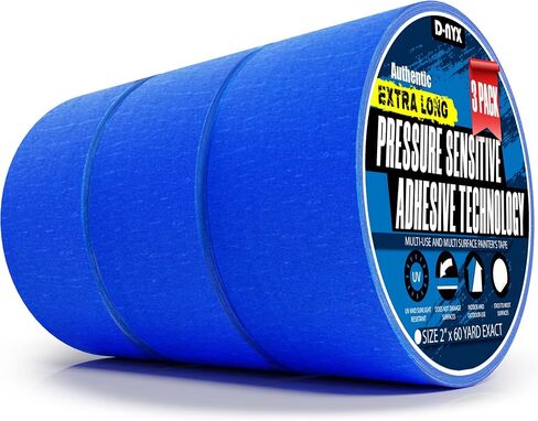 3 Pack Professional Painters Tape (2 inch x 60 Yards) Produces Sharp Lines | Blue Masking Tapes Residue-Free Multi-Surface Spray Paint Tape for Wall Renovation DIY Painting (180 Total Yd) in Saudi Arabia
