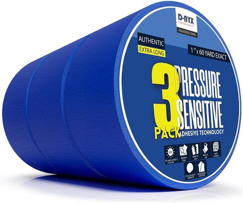 3 Pack Professional Painters Tape (2 inch x 60 Yards) Produces Sharp Lines | Blue Masking Tapes Residue-Free Multi-Surface Spray Paint Tape for Wall Renovation DIY Painting (180 Total Yd) in Saudi Arabia