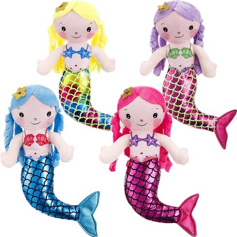 Poen 4 Pcs Mermaid Doll 11.8 Inch Mermaid Soft Rag Stuffed Doll Princess Plush Toy for Kids Girls Birthday Party Decorations in Saudi Arabia